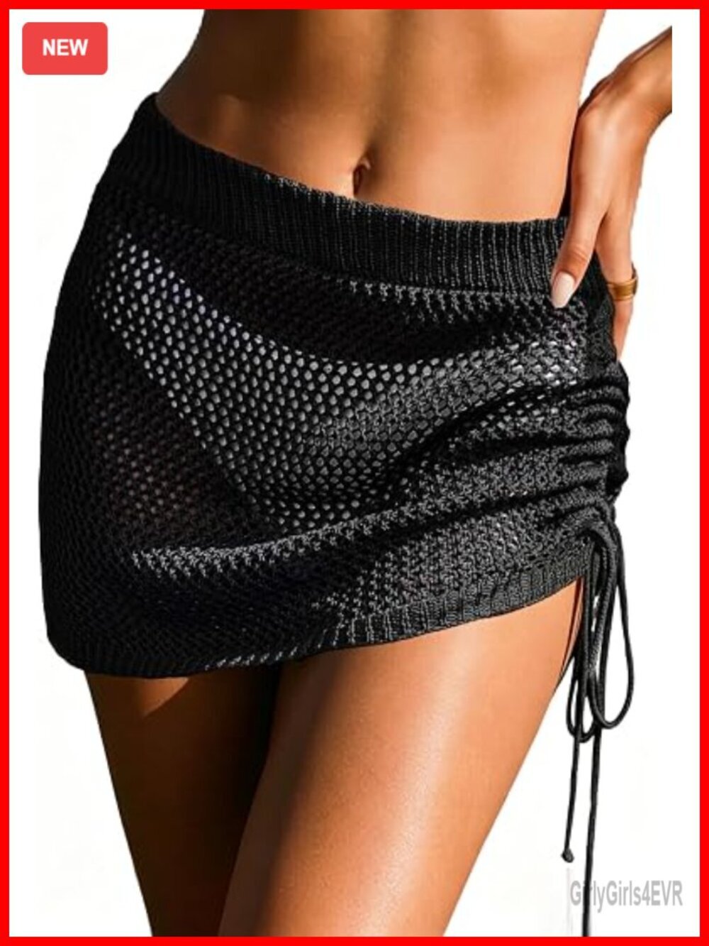 Crochet Bathing Suit Cover Up Skirt Knit Drawstring Swimsuit Coverup Beach